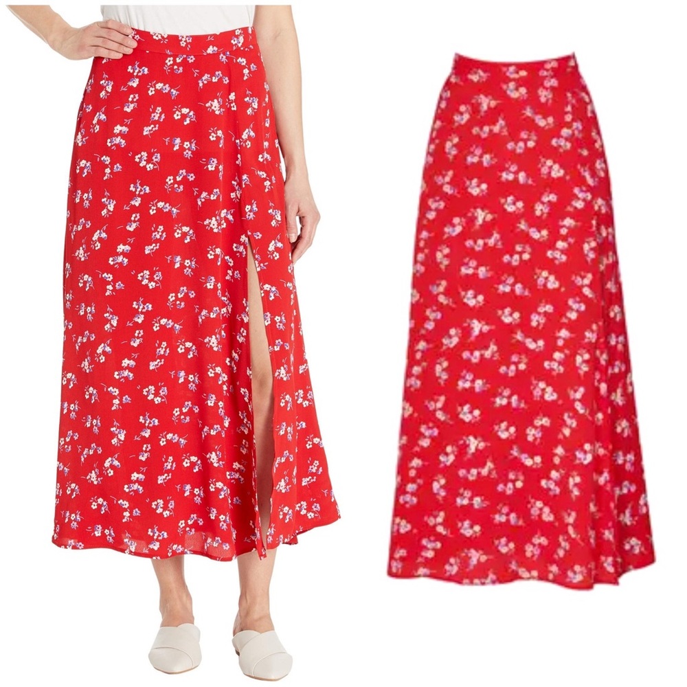 Flynn Skye Wyatt Floral Midi Front Slit Skirt XL Ciao For Now High Waisted